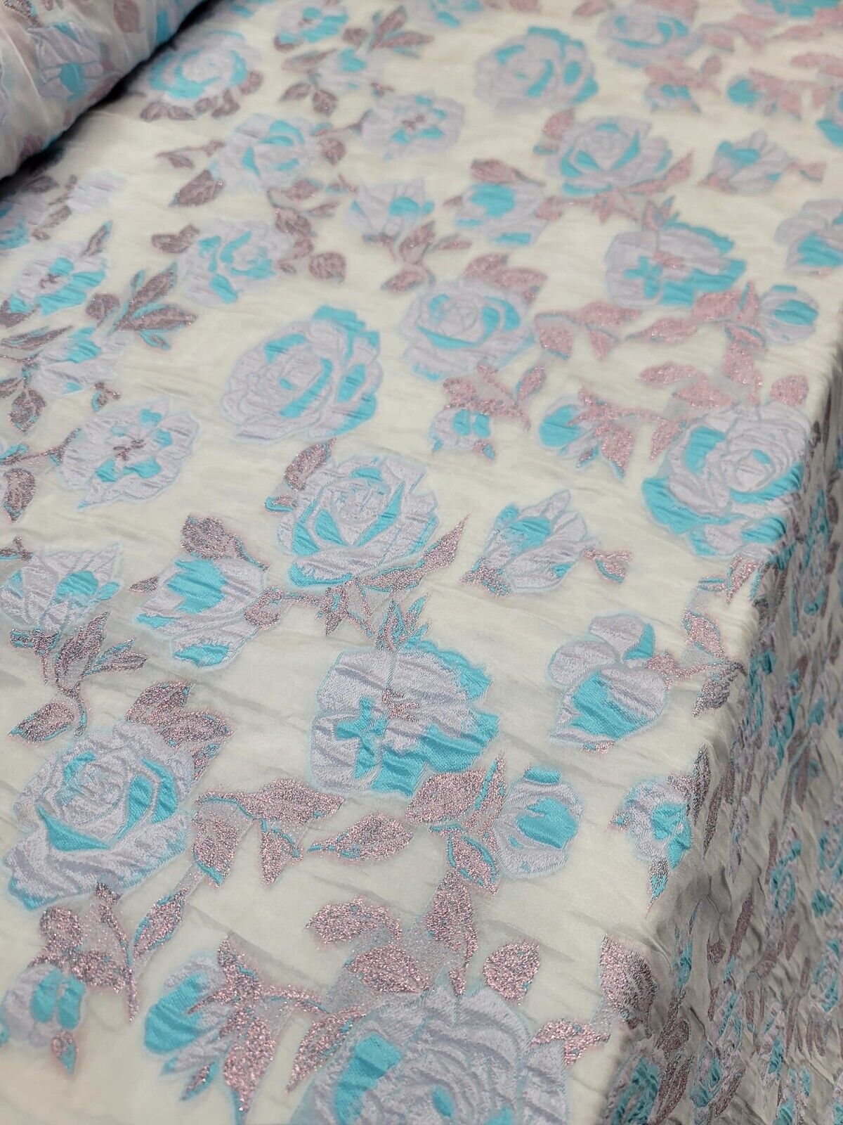 Floral Organza Brocade Fabric by the Yard
