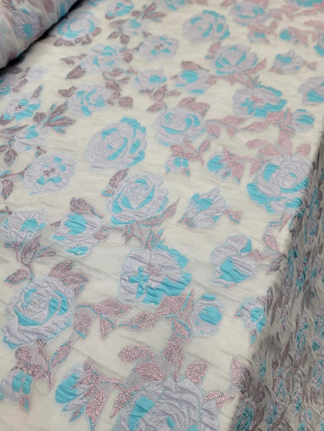 Floral Organza Brocade Fabric by the Yard
