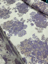 Floral Brocade Fabric White Organza Base
