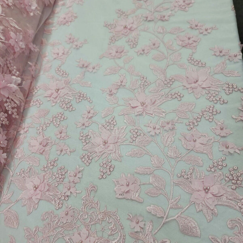 Pink 3D Floral Lace
