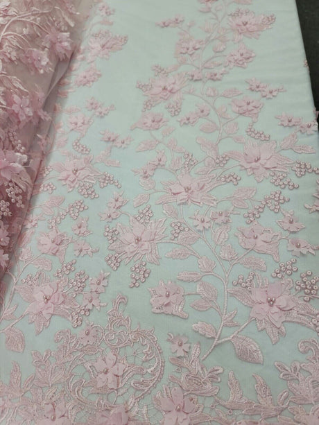 Pink 3D Floral Lace