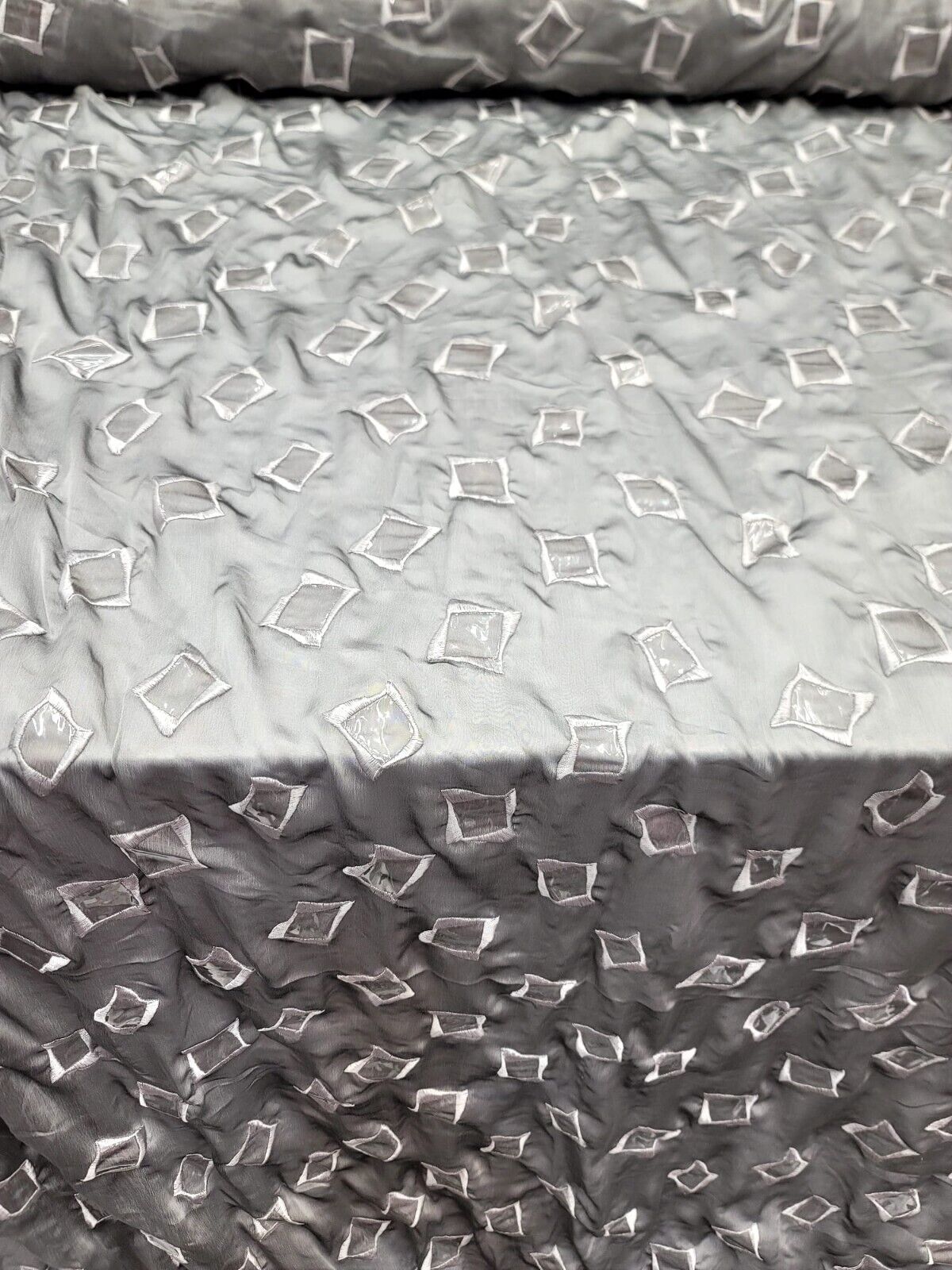 Embroidered Silk Chiffon Polyester Fabric Gray