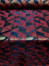 Black and Red Gold Metallic Brocade Fabric