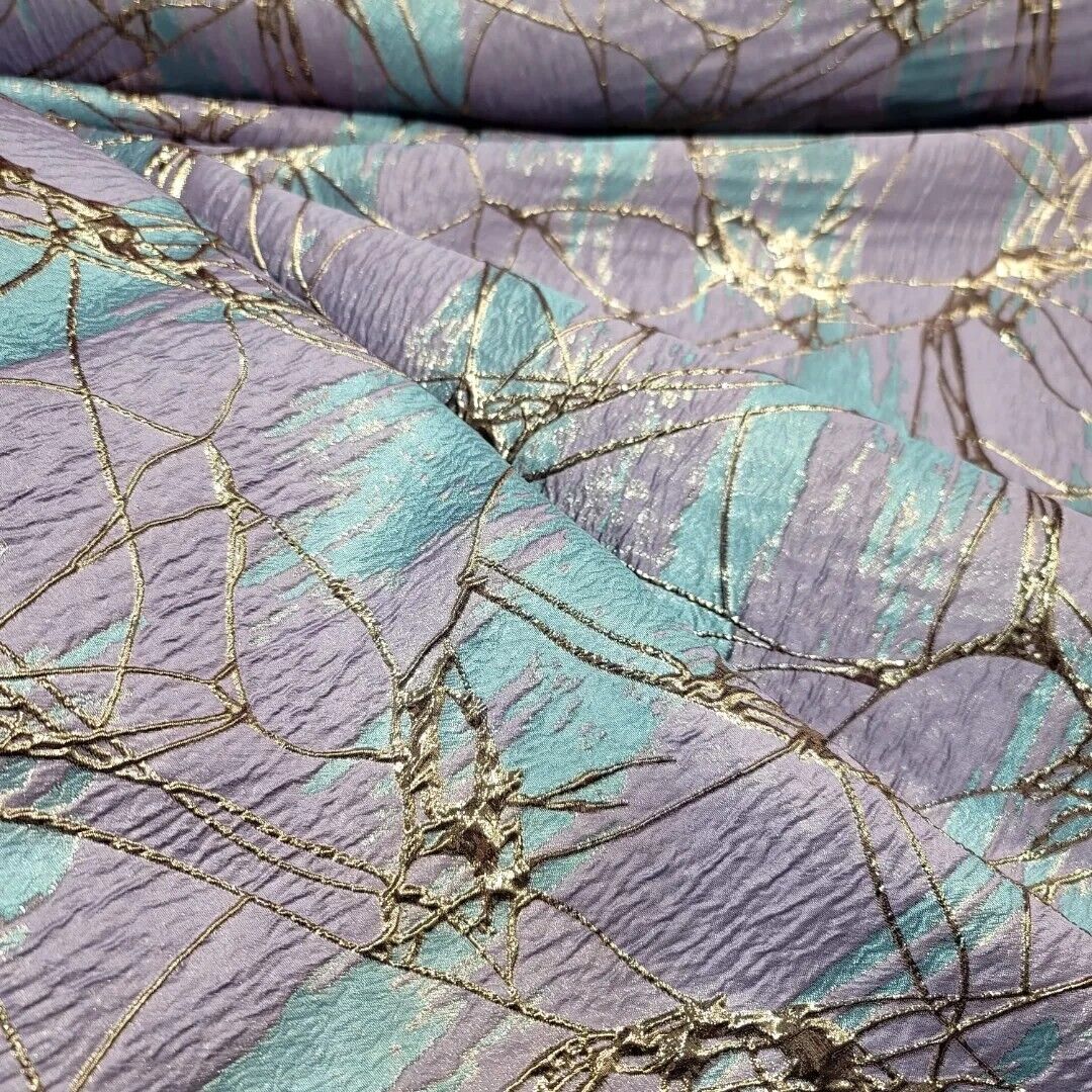 Brocade Jacquard Lavender Blue Rose Gold Metallic
