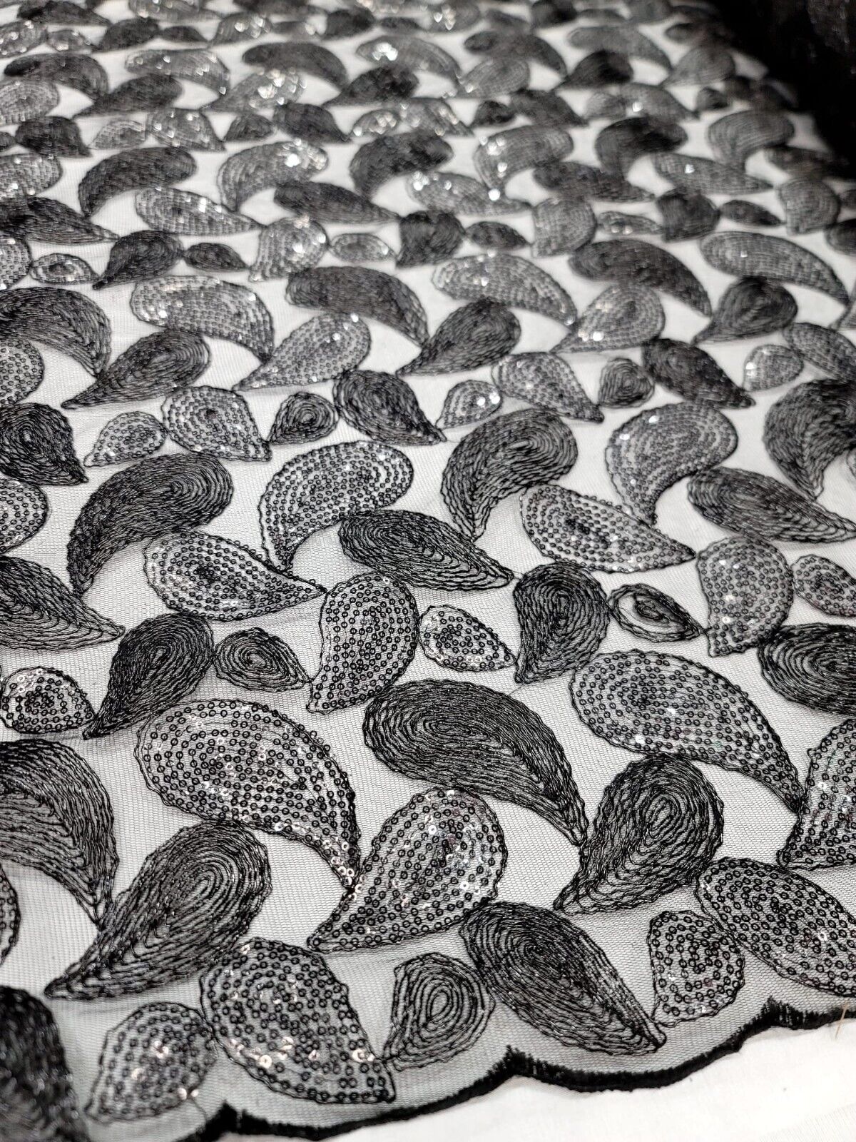 Embroidered Lace Black Sequins