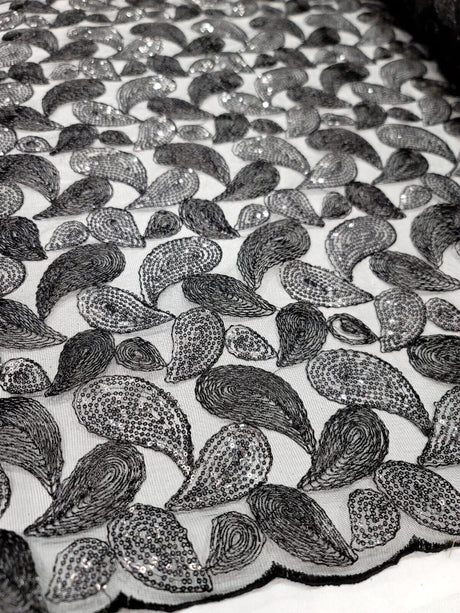 Embroidered Lace Black Sequins