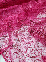 Sequin Mesh Fabric Spider Webs Fuchsia