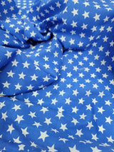 Cotton Fabric White Stars Sky Blue Background