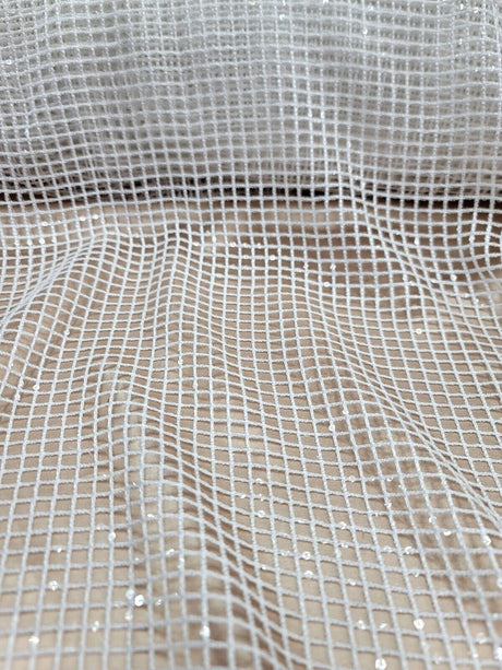 Sequin Fishnet Fabric Off White