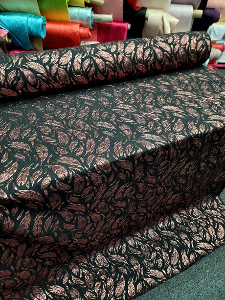 Brocade Jacquard Feathers Rose Gold