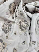 Brocade Jacquard Floral Fabric Beige Gold