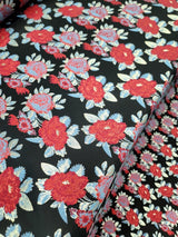 Brocade Jacquard Floral Black Fabric