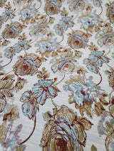 Brocade Chenille Damask Fabric Mint Dark Gold
