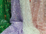 3D Floral Sequin Fabric Emerald Green