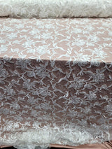 White Embroidery Lace Guipure Floral Sequin Mesh