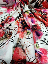 Floral Chiffon Fabric Pink Red Purple