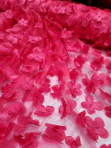 3D Floral Lace Fuchsia with Butterflies