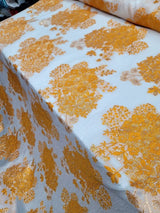 Brocade Jacquard Floral Orange Gold