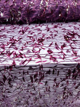Sequined Floral Lace Embroidery in Eggplant
