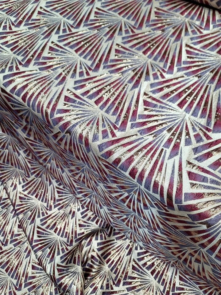 Brocade Jacquard Metallic Geometric Fabric