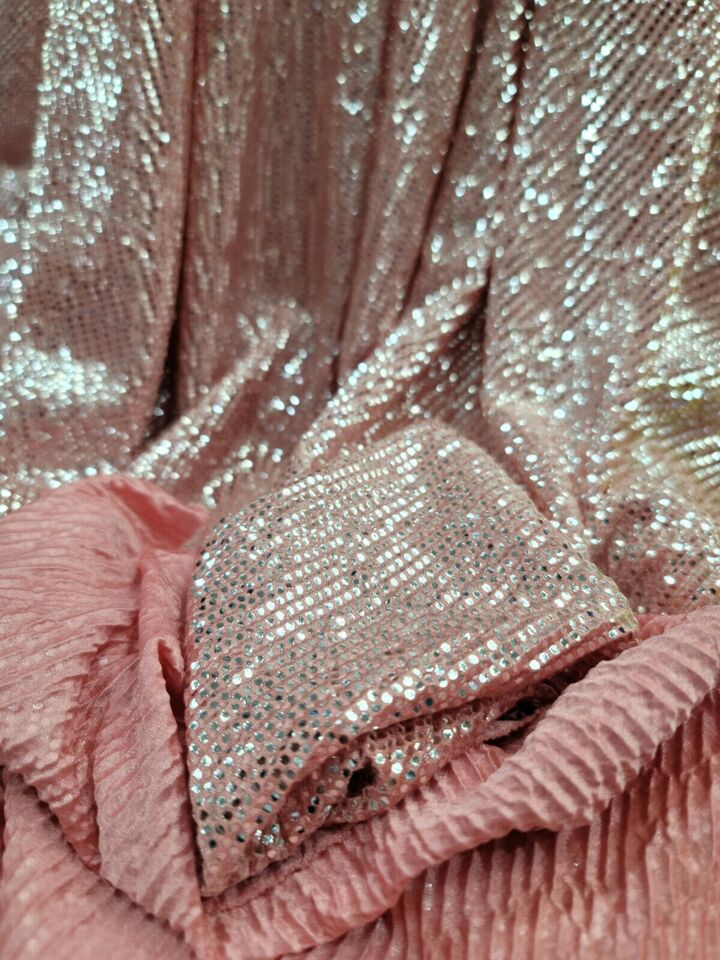 Stretch Textured Silver Fabric Coral