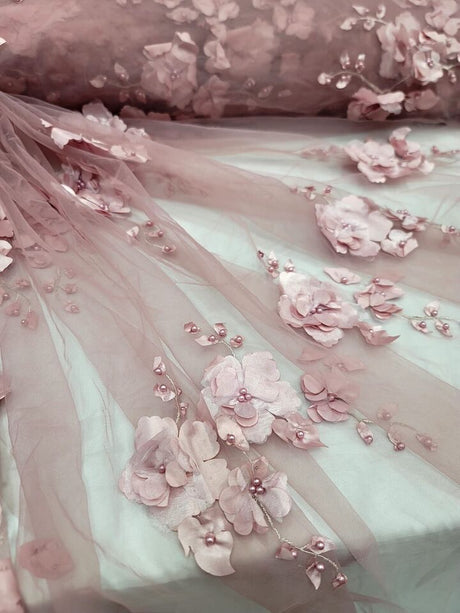 3D Floral Lace Dusty Rose