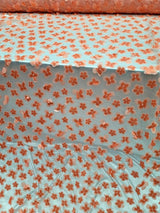 3D Floral Lace Fabric Coral with Butterflies