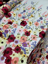 3D Multicolor Flower Lace Fabric