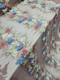 3D Beaded Lace Dusty Rose Blue Sage Floral