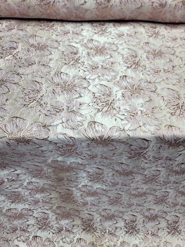 Brocade Jacquard Floral Metallic Rose Gold Pink