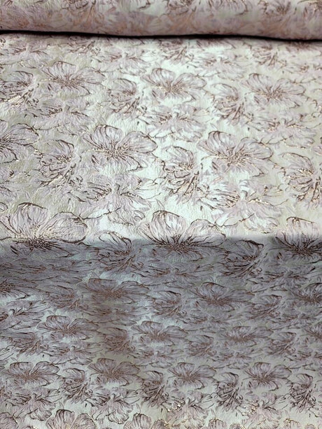 Brocade Jacquard Floral Metallic Rose Gold Pink