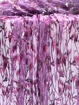 Sequined Floral Lace Embroidery in Eggplant