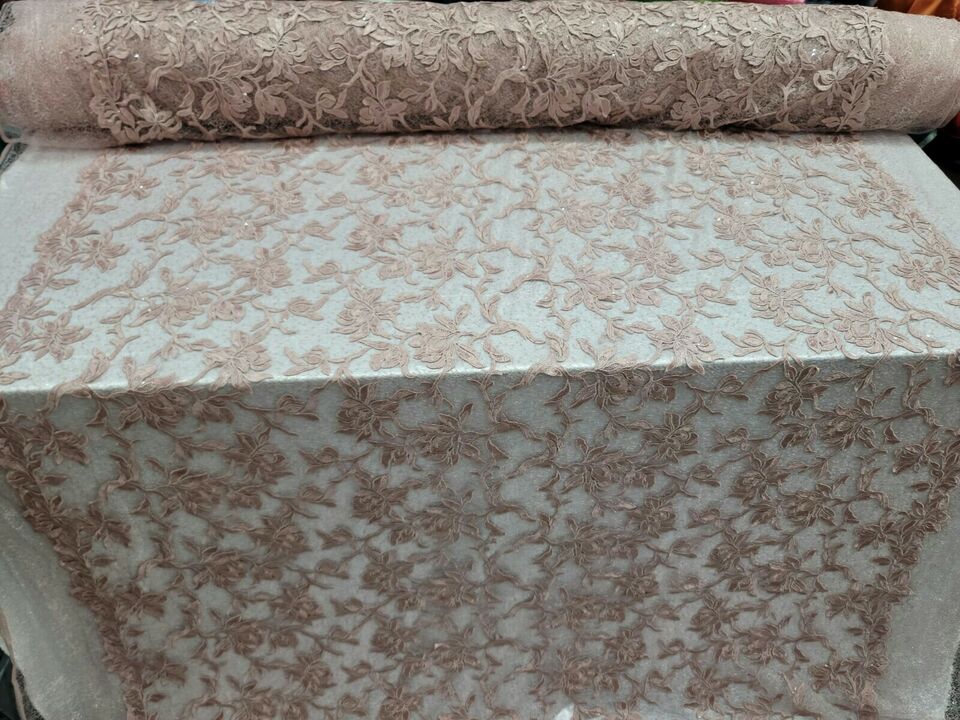 Embroidered Lace Guipure Mesh Dusty Rose