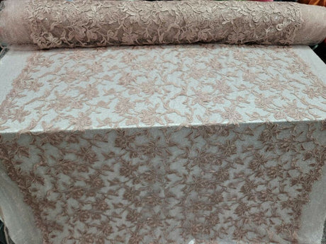 Embroidered Lace Guipure Mesh Dusty Rose