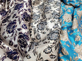 Brocade Jacquard Floral Fabric Gray Black Beige
