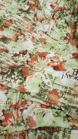 Stretch Spandex Floral Fabric Green Orange