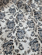 Brocade Jacquard Floral Fabric Gray Black Beige