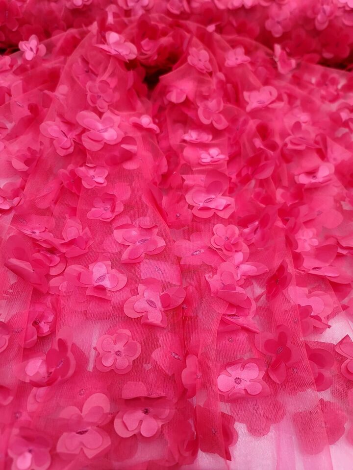 3D Floral Lace Fuchsia with Butterflies