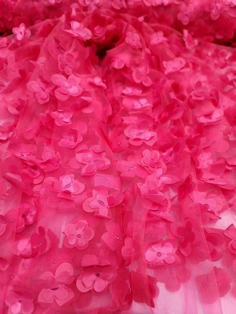 3D Floral Lace Fuchsia with Butterflies