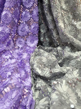Sequined Lace Embroidery Fabric Lavender