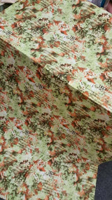Stretch Spandex Floral Fabric Green Orange