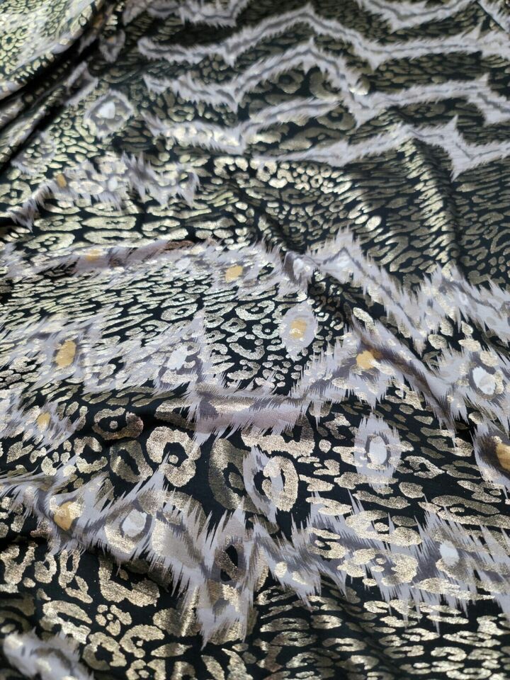 Stretch Fabric Gold Black Animal Print