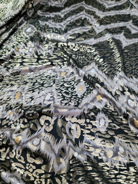 Stretch Fabric Gold Black Animal Print