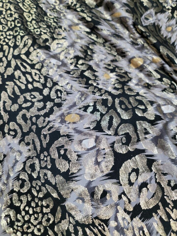 Stretch Fabric Gold Black Animal Print