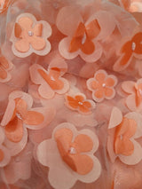 3D Floral Lace Fabric Coral with Butterflies