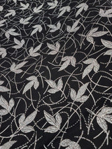 Silver Glitter Floral Black Spandex Fabric