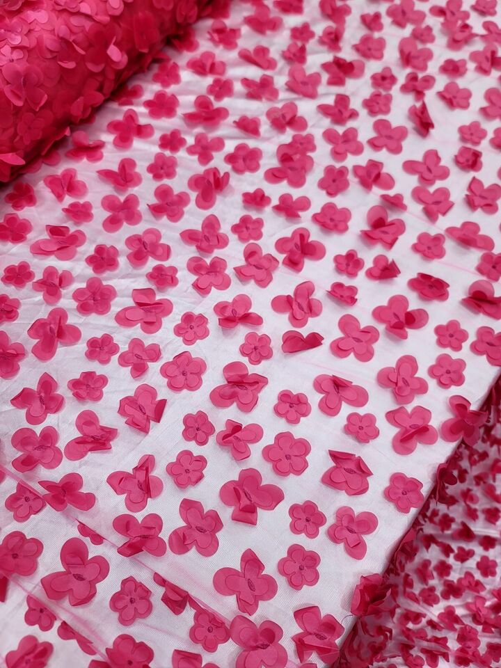 3D Floral Lace Fuchsia with Butterflies