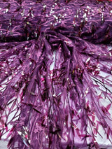 Sequined Floral Lace Embroidery in Eggplant