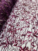 Sequined Floral Lace Embroidery in Eggplant