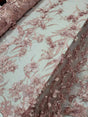 3D Floral Lace Dusty Rose Embroidered with Pearls
